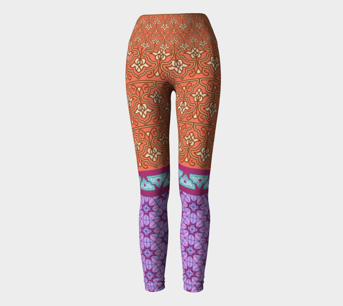 Persian Iranian Geometric Motif Patchwork Mixed Pattern yoga leggings