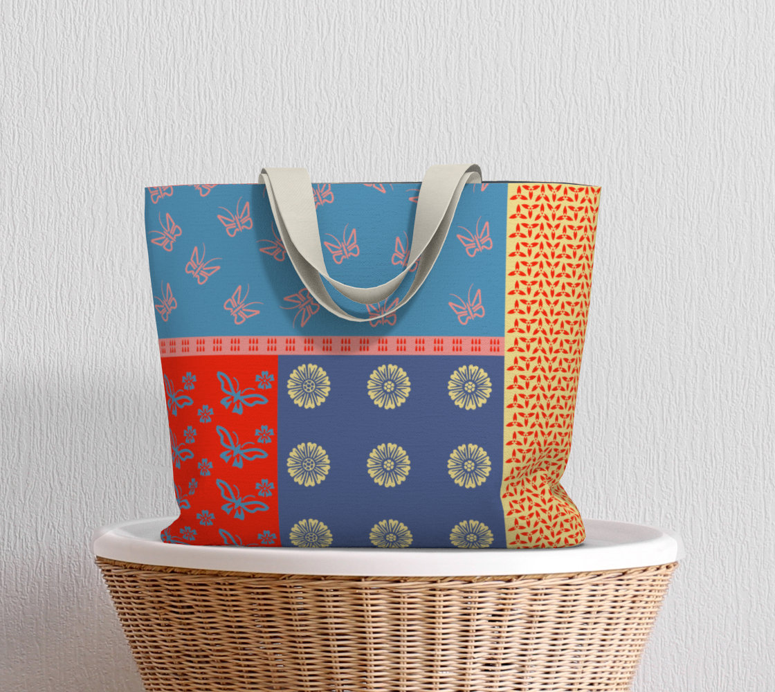 Japanese Butterflies Flowers Motif Shibori Patchwork