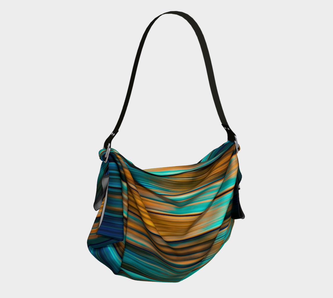 Silky Metal Ribbons Stripes Golden Turquoise Abstract Pattern