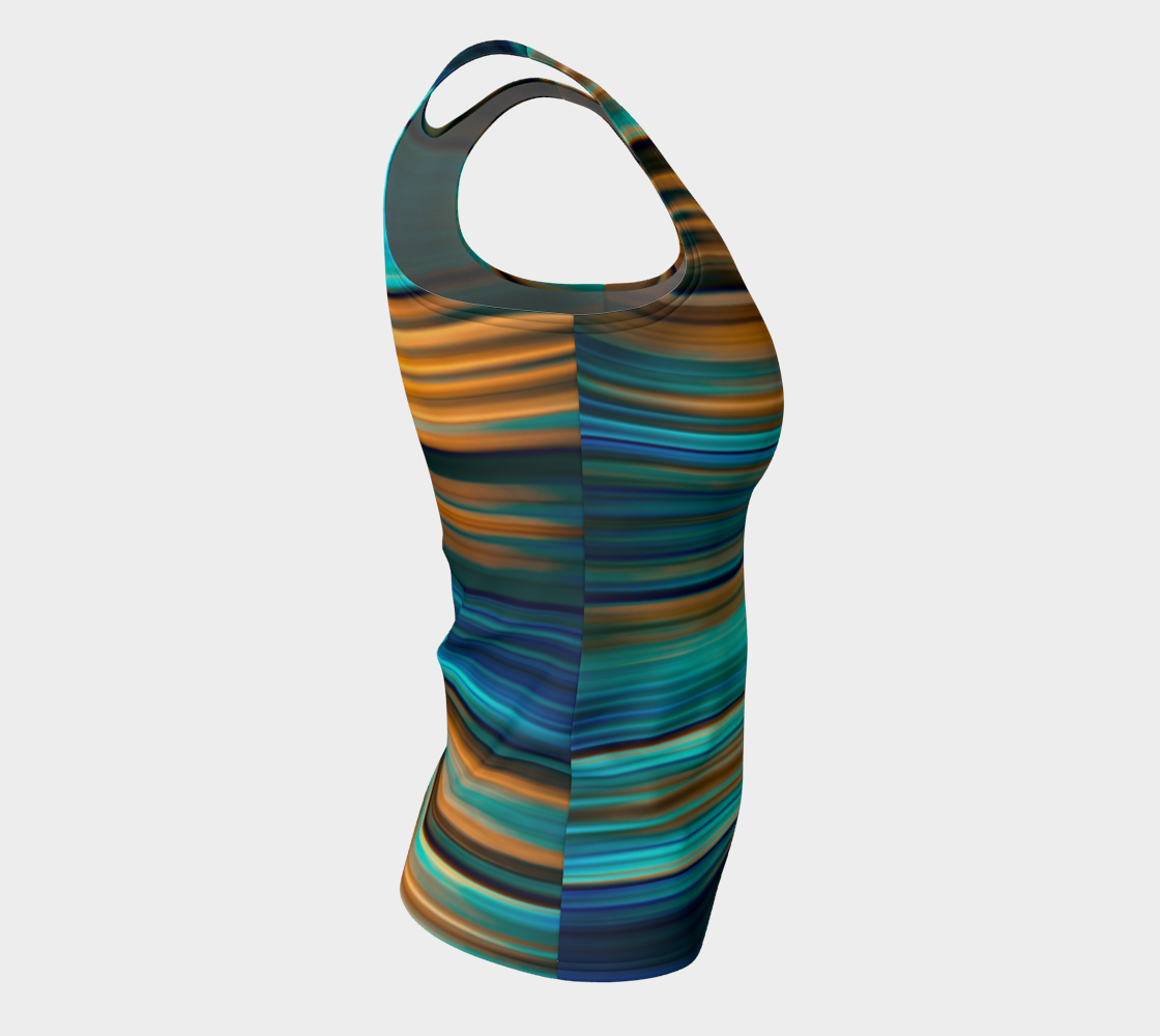 Silky Metal Ribbons Stripes Golden Turquoise Abstract Pattern