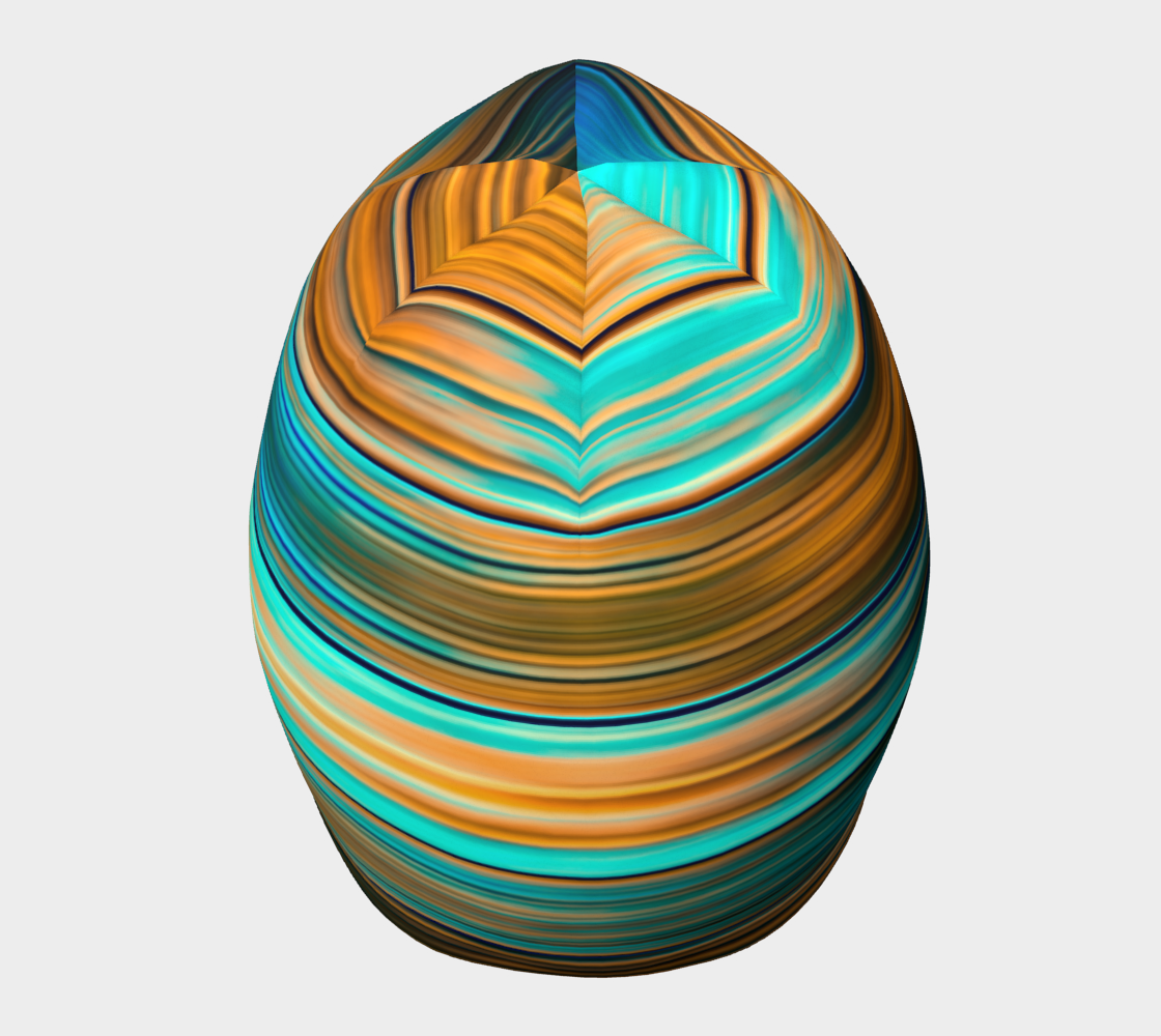 Silky Metal Ribbons Stripes Golden Turquoise Abstract Pattern Beanie top side view