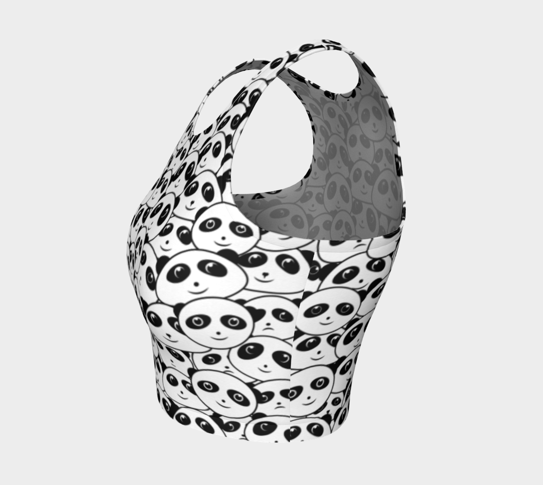 Panda Crowd Pandas Faces Cute Cartoon Pattern athletic crop top side view
