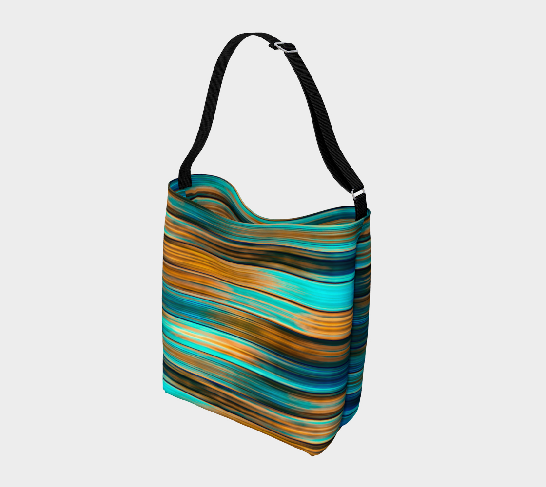 Silky Metal Ribbons Stripes Golden Turquoise Abstract Pattern