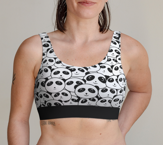 Panda Crowd Pandas Faces Cute Cartoon Pattern bralette bra