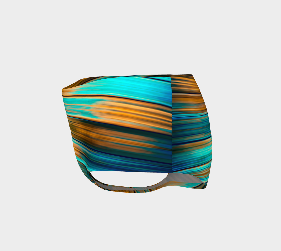 Silky Metal Ribbons Stripes Golden Turquoise Abstract Pattern