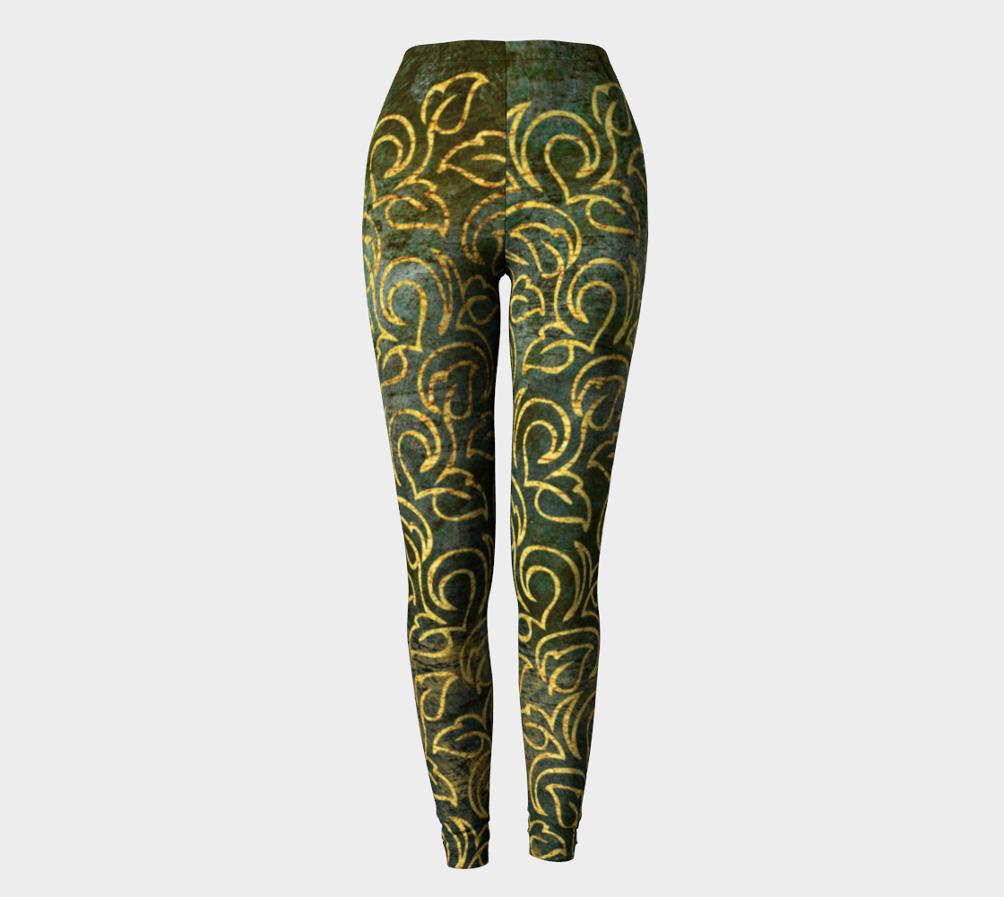 Classic Shabby-chic Damask Golden Leaves Pattern