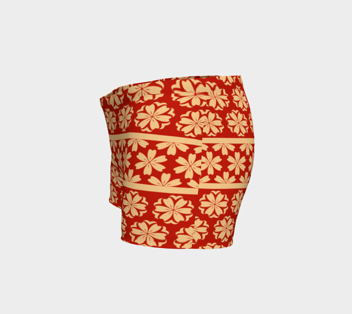 Japanese Style Floral Motif Kimono Pattern red gold