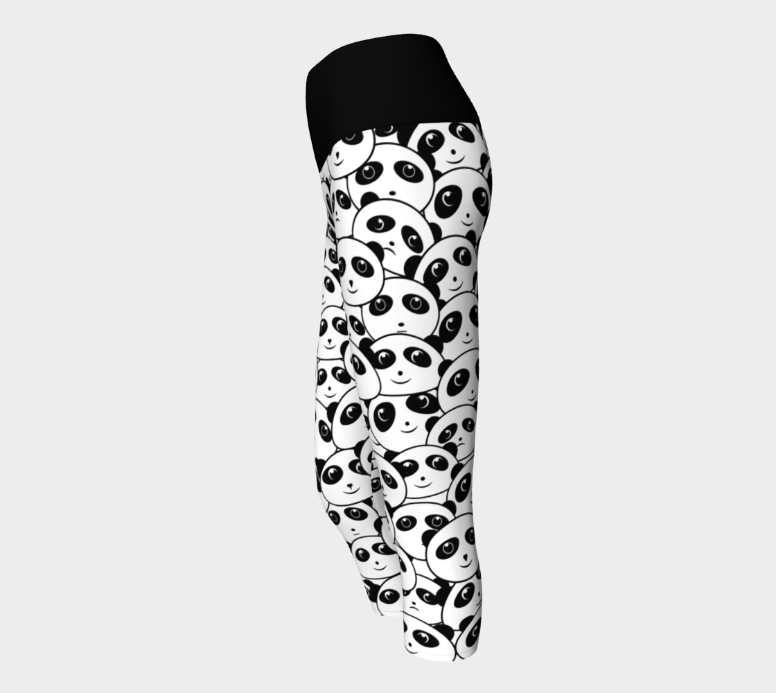 Panda Crowd Pandas Faces Cute Cartoon Pattern yoga capris side view