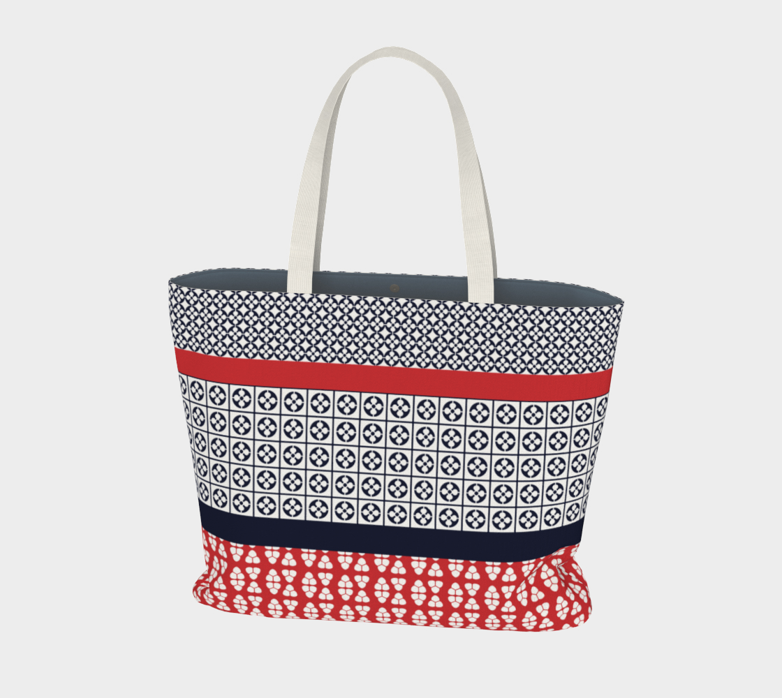 Japanese Style Ethnic Quilt Blue and Red