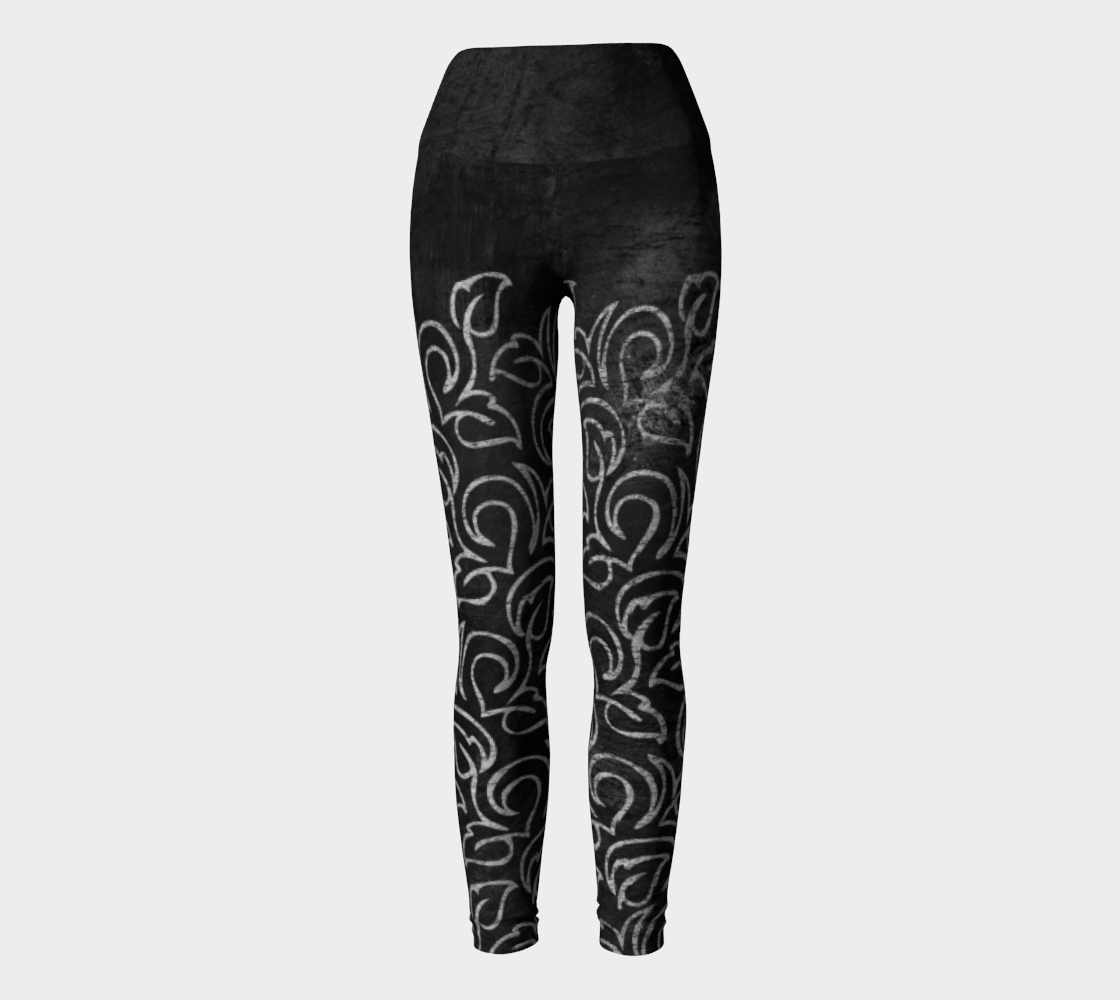 Chalk Blackboard Leaves Vintage Pattern  yoga leggings  2