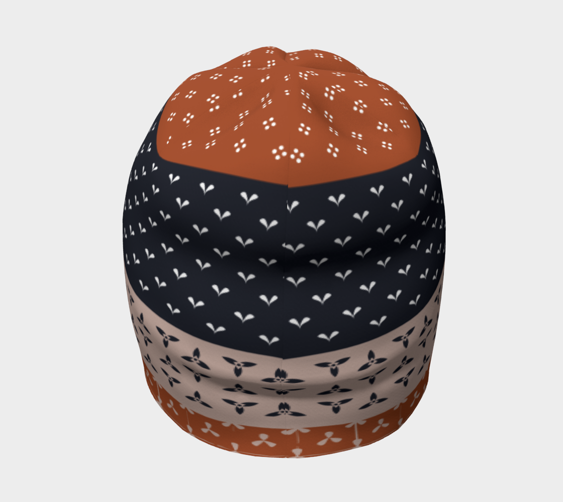 Japanese Patchwork Geometric Motif Stripes Pattern Beanie back