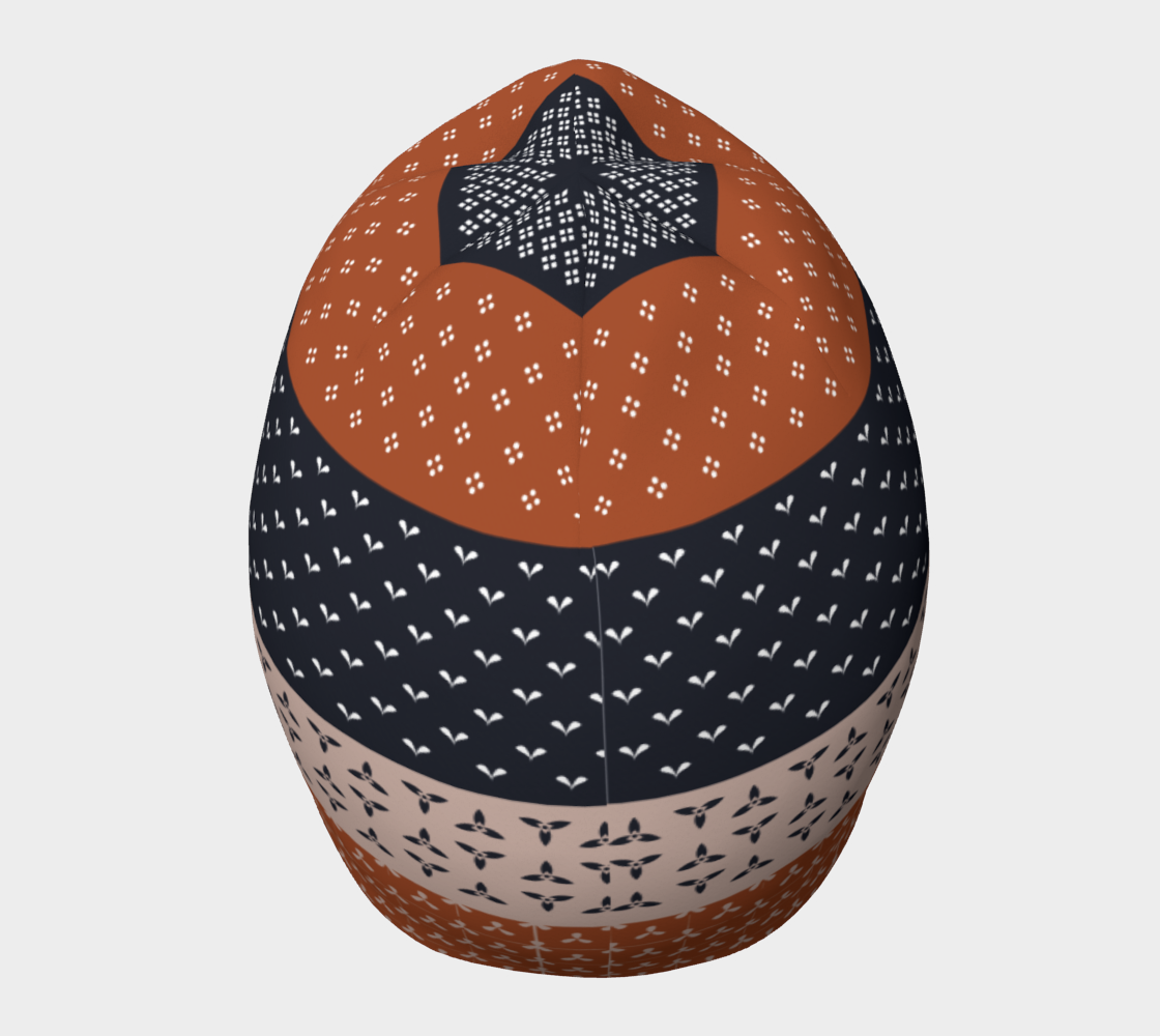 Japanese Patchwork Geometric Motif Stripes Pattern Beanie version 2 back
