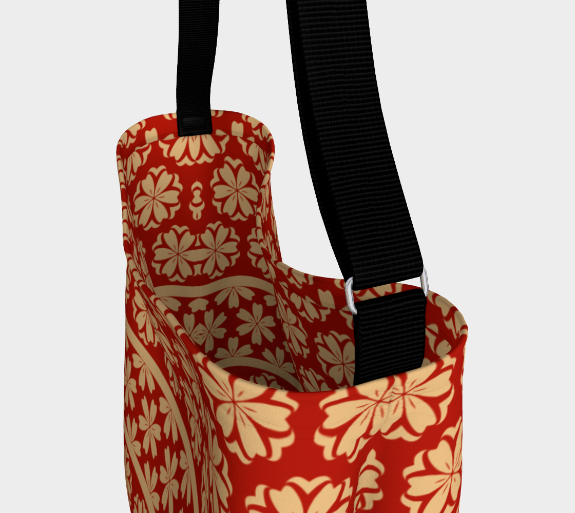 Japanese Style Floral Motif Kimono Pattern red gold