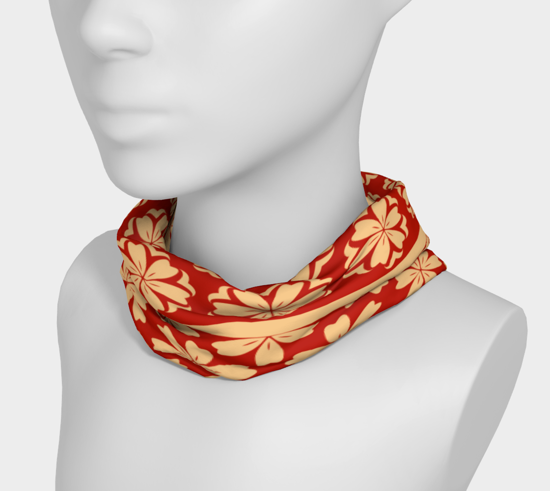 Japanese Style Floral Motif Kimono Pattern red gold