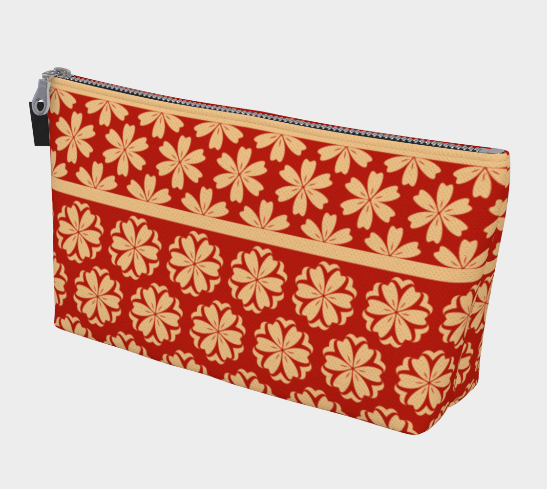 Japanese Style Floral Motif Kimono Pattern red gold