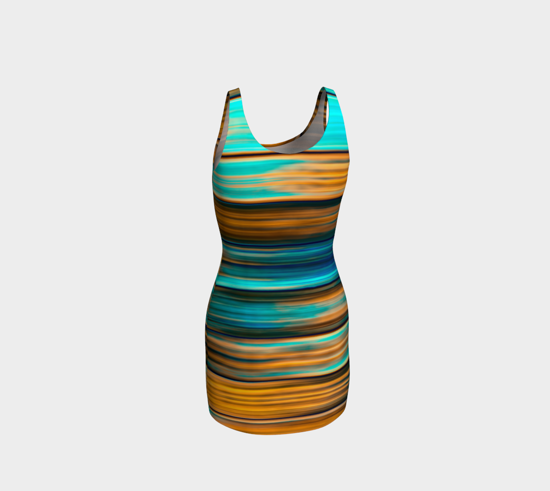 Silky Metal Ribbons Stripes Golden Turquoise Abstract Pattern