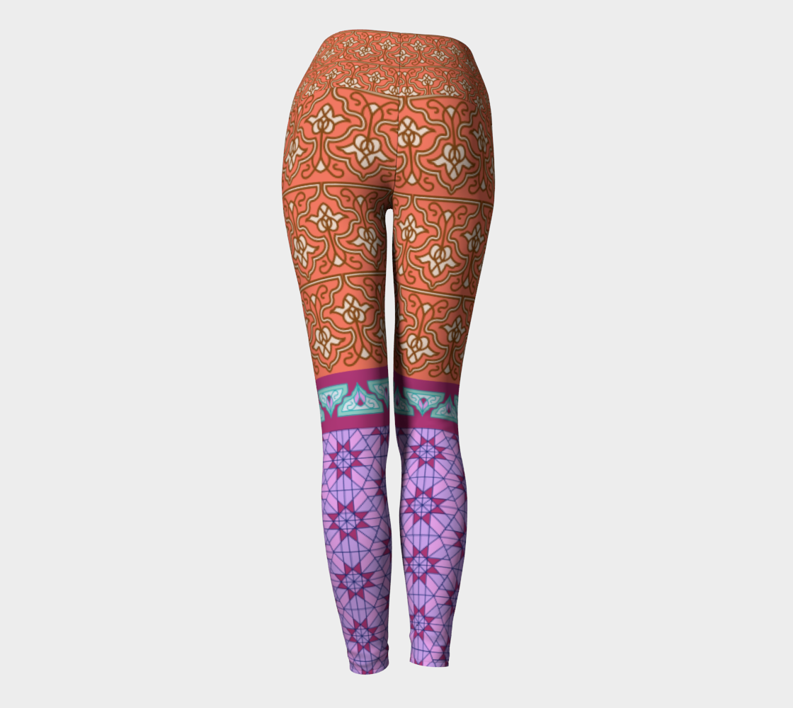 Persian Iranian Geometric Motif Patchwork Mixed Pattern yoga leggings  back