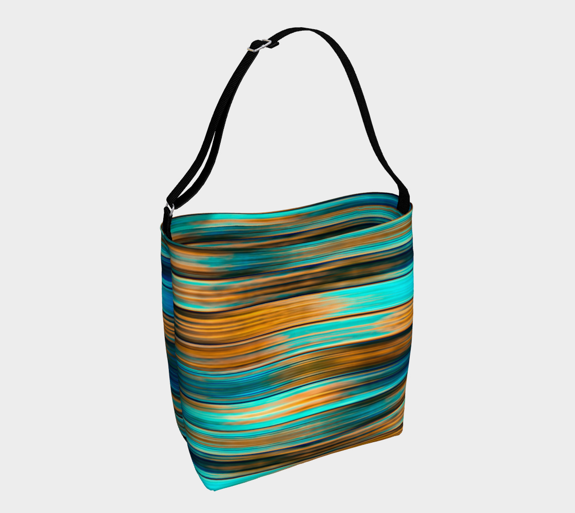 Silky Metal Ribbons Stripes Golden Turquoise Abstract Pattern