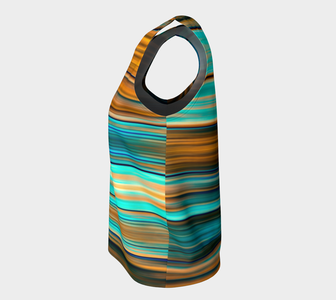 Silky Metal Ribbons Stripes Golden Turquoise Abstract Pattern