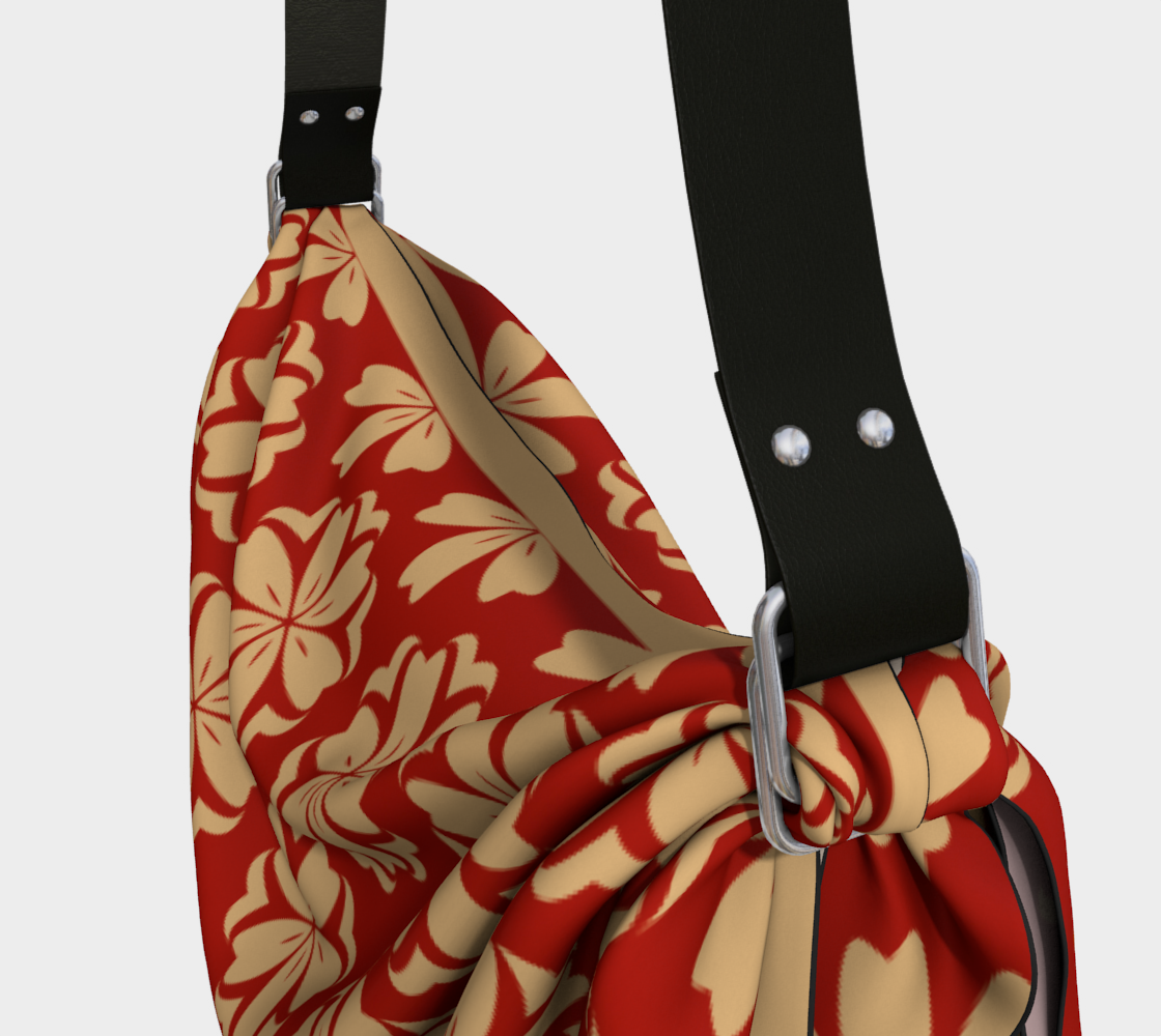 Japanese Style Floral Motif Kimono Pattern red gold