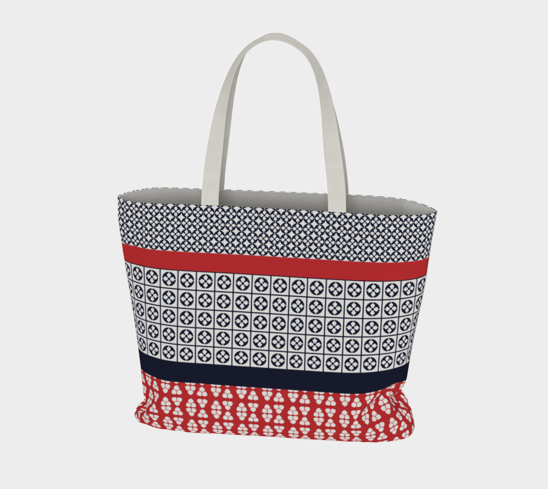 Japanese Style Ethnic Quilt Blue and Red