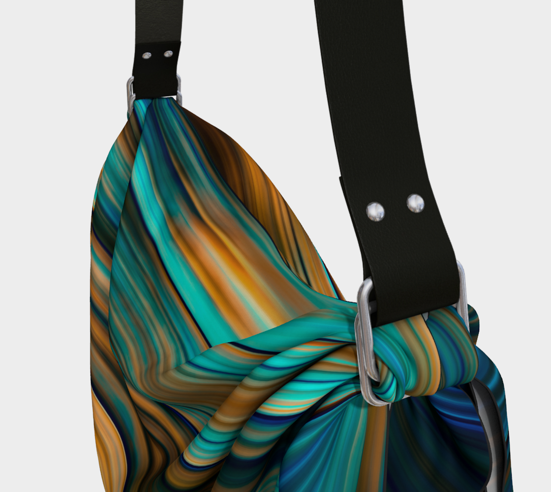 Silky Metal Ribbons Stripes Golden Turquoise Abstract Pattern