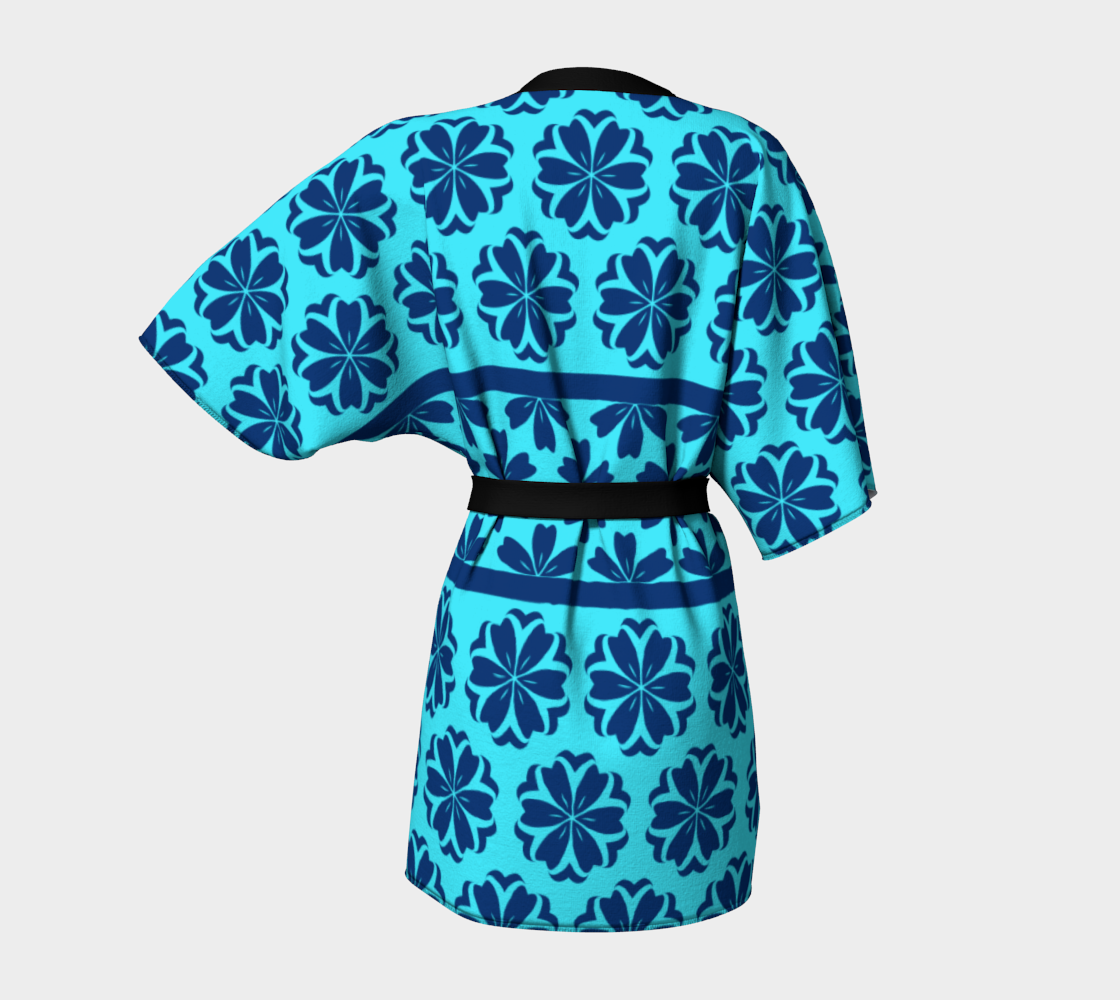 Japanese Style Floral Motif Kimono Pattern blue