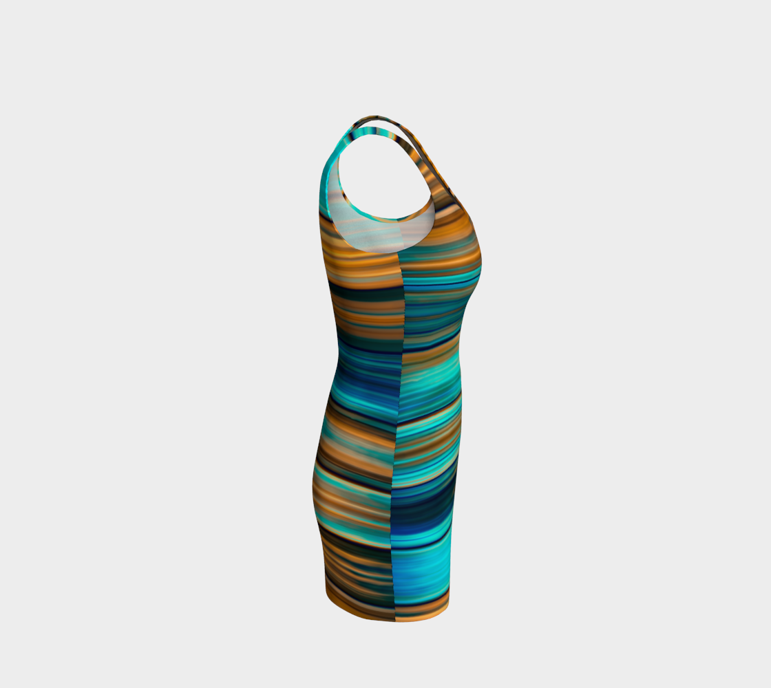 Silky Metal Ribbons Stripes Golden Turquoise Abstract Pattern