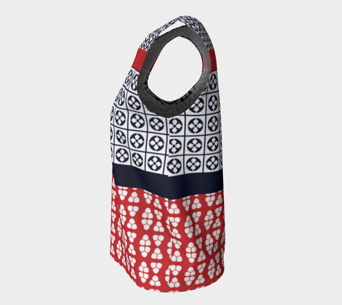 Japanese Style Ethnic Quilt Blue and Red