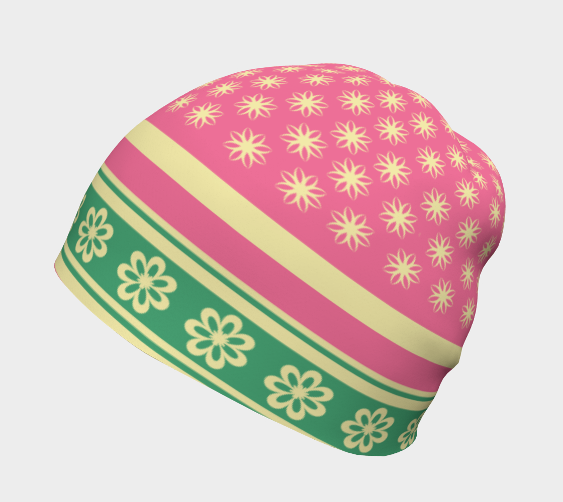 Stripes Flowers Stars Country Style Decorative Pattern Beanie