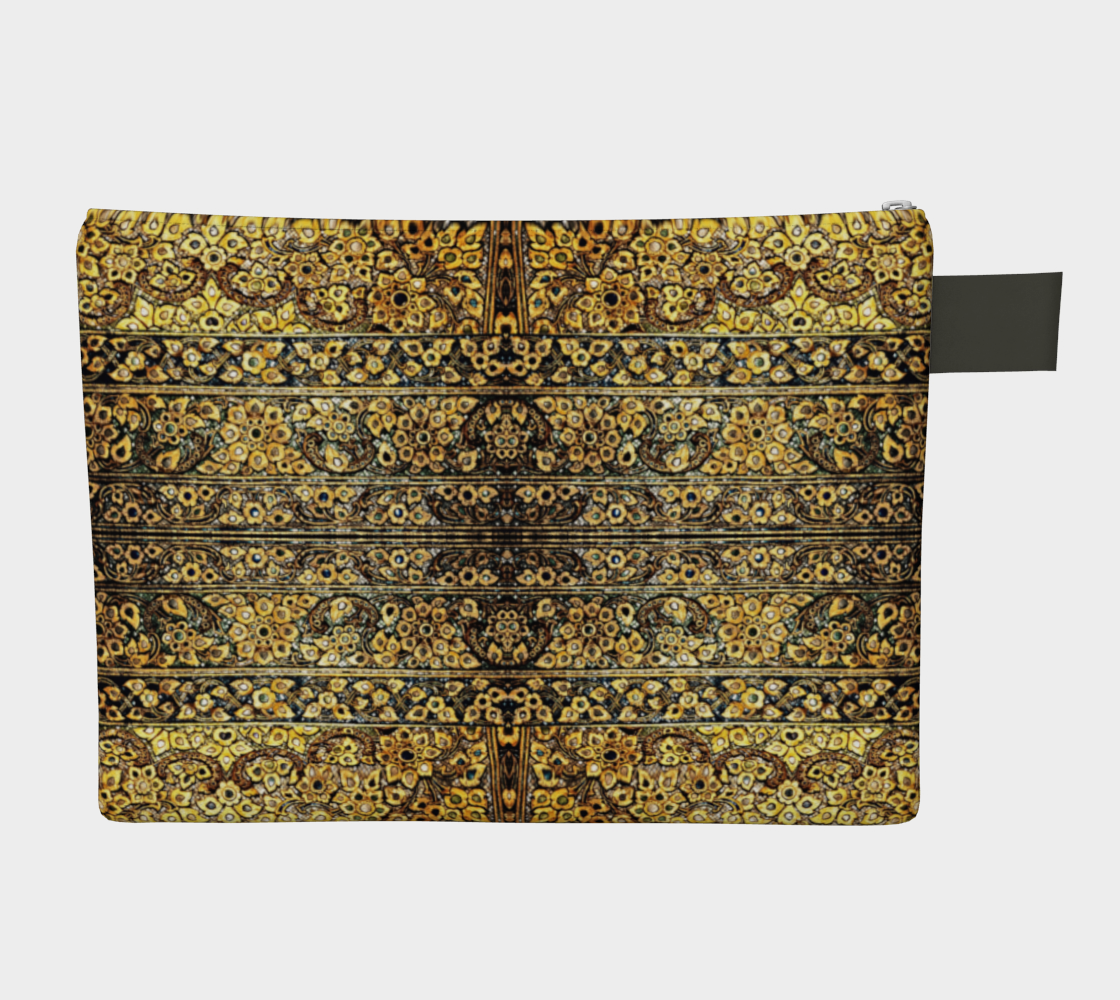 Antique Oriental Luxurious Glided Inlay floral Pattern Carry-all zipper 2