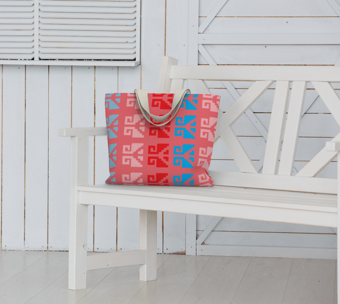 Aztec Ethnic Motif Pattern Pink Blue