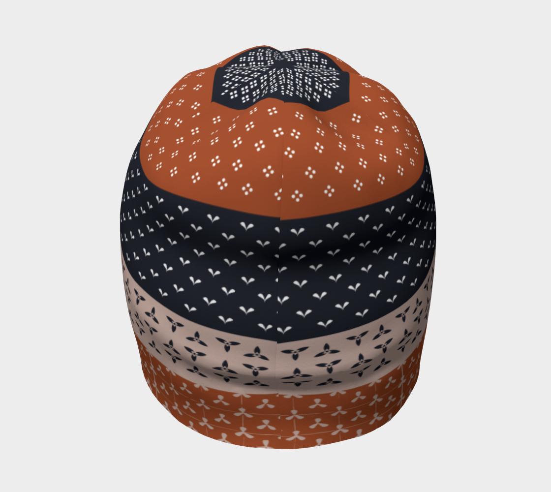 Japanese Patchwork Geometric Motif Stripes Pattern Beanie version 2