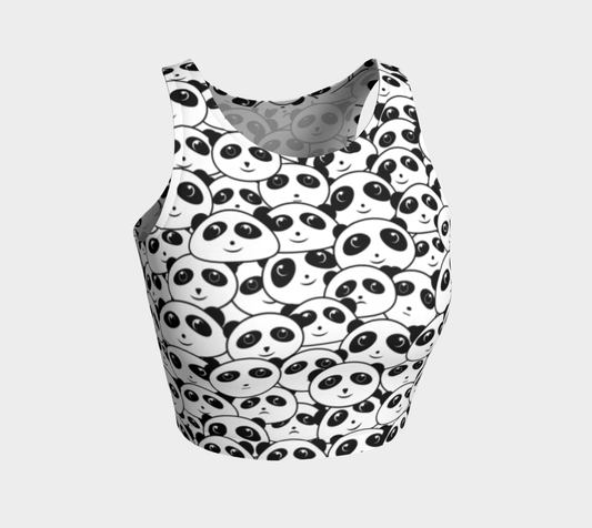 Panda Crowd Pandas Faces Cute Cartoon Pattern athletic crop top