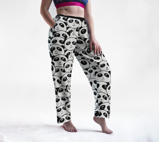 Panda Crowd Pandas Faces Cute Cartoon Pattern  Lounge Pants