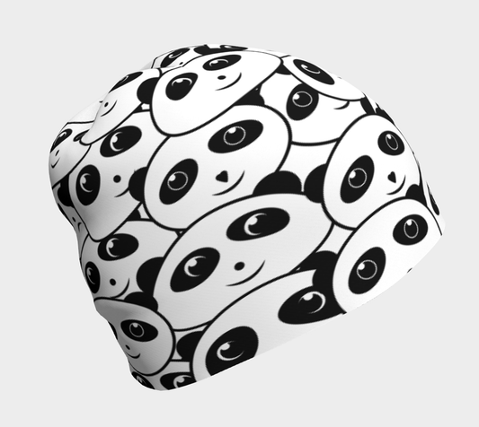 Panda Crowd Pandas Faces Cute Cartoon Pattern Beanie left side view