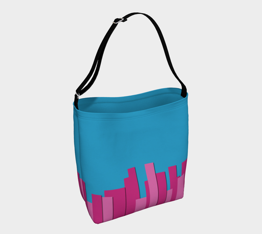 Vertical Origami Pink Stripes Blue Background Geometric Abstract