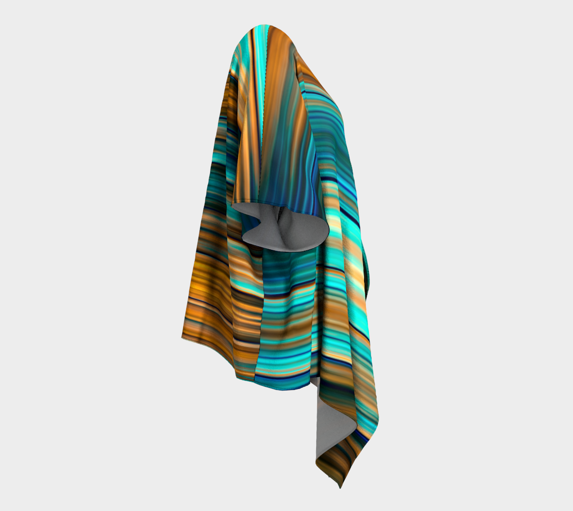 Silky Metal Ribbons Stripes Golden Turquoise Abstract Pattern