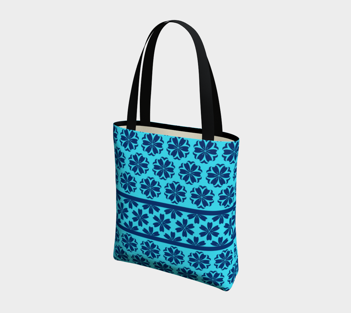 Japanese Style Floral Motif Kimono Pattern blue