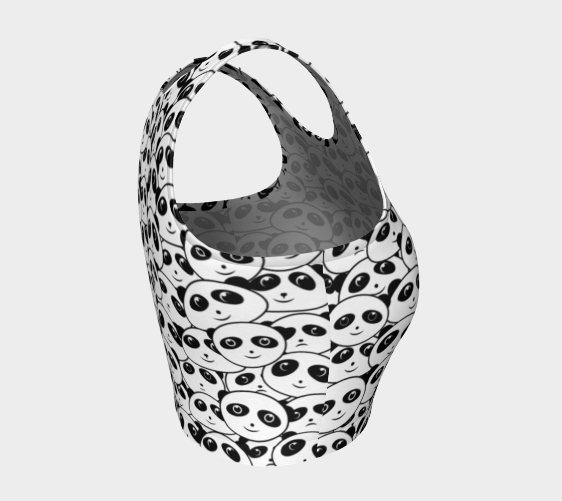 Panda Crowd Pandas Faces Cute Cartoon Pattern athletic crop top side view