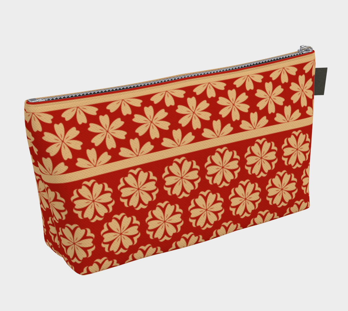 Japanese Style Floral Motif Kimono Pattern red gold