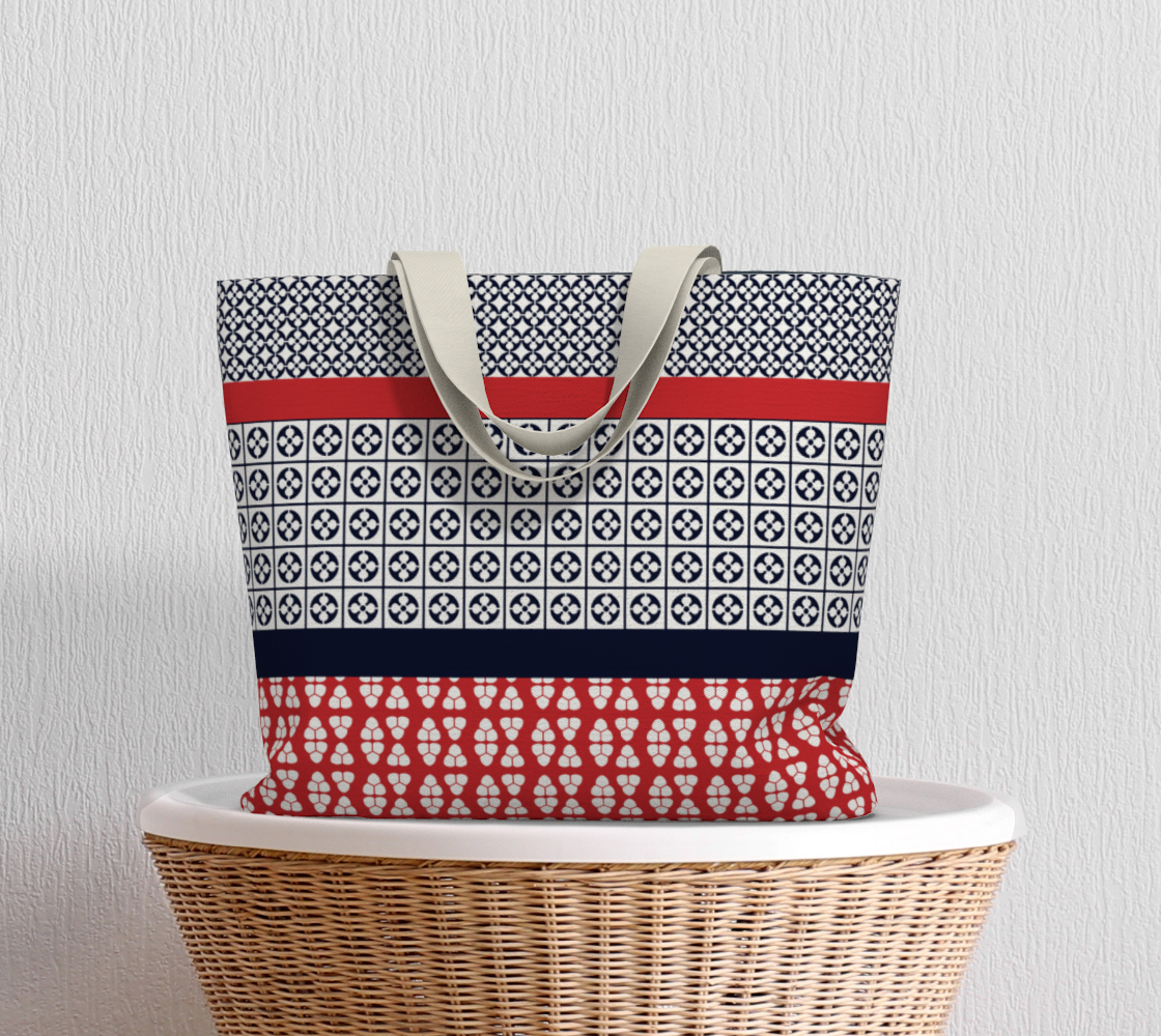 Japanese Style Ethnic Quilt Blue and Red