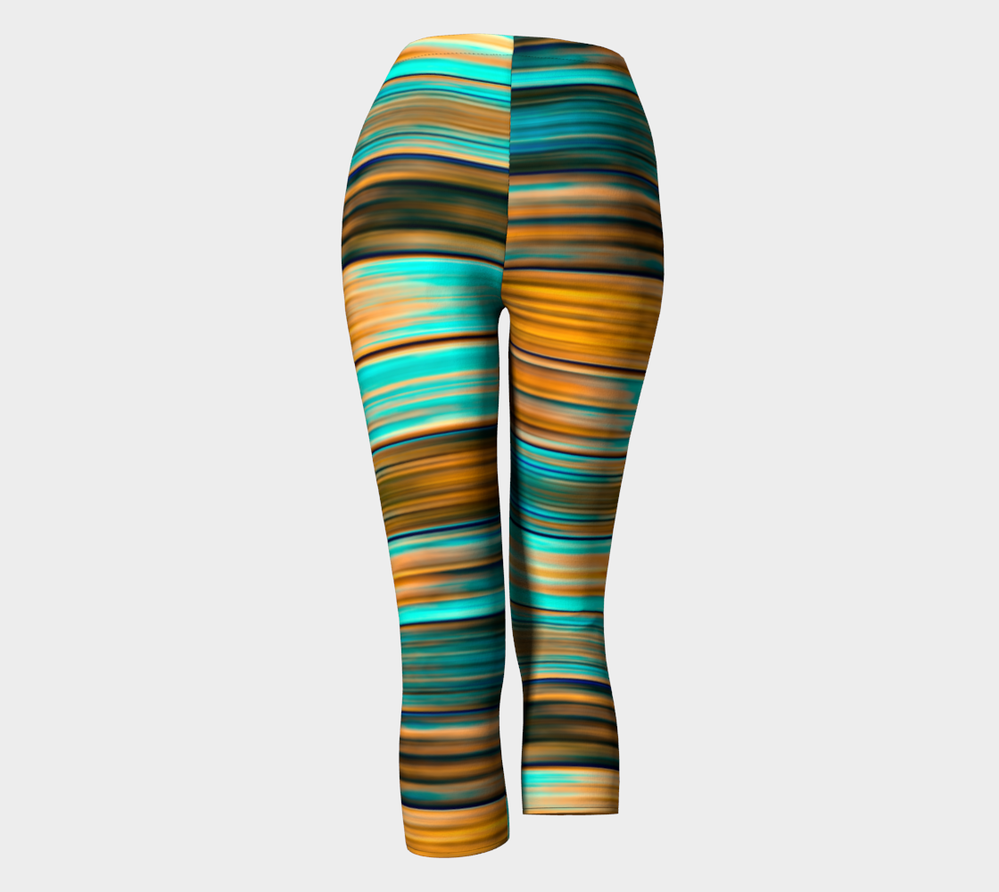 Silky Metal Ribbons Stripes Golden Turquoise Abstract Pattern