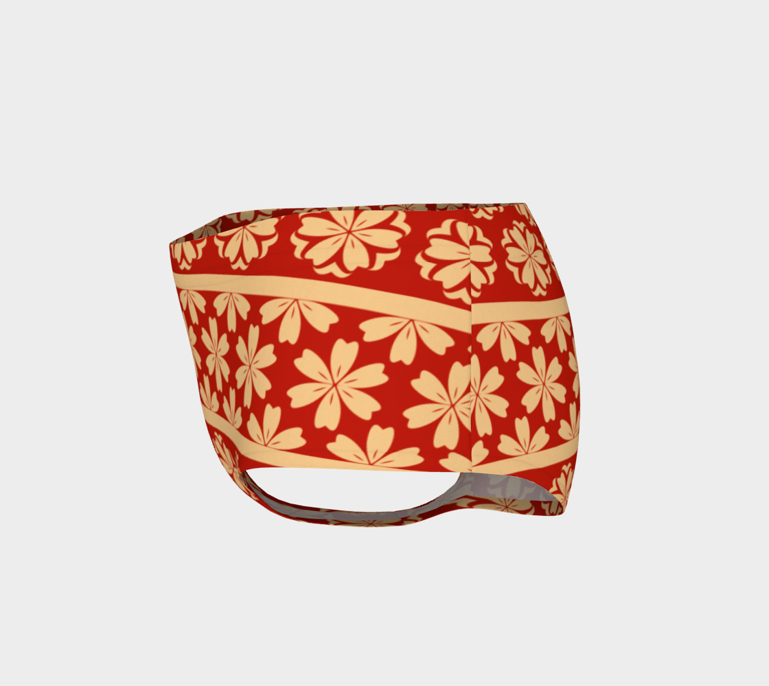 Japanese Style Floral Motif Kimono Pattern red gold