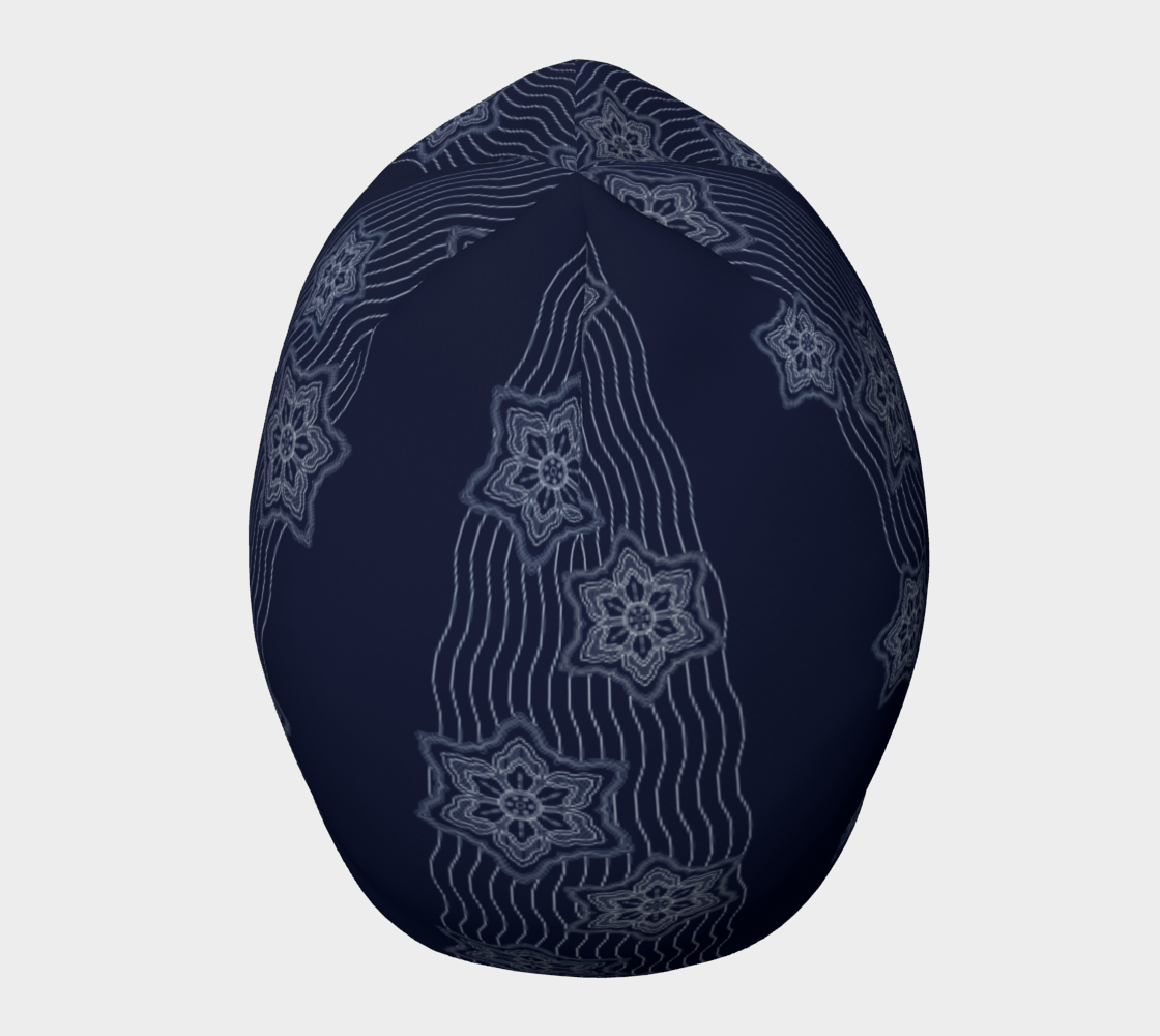 Japanese Filigree Water Flowers Classic Pattern Beanie top side view