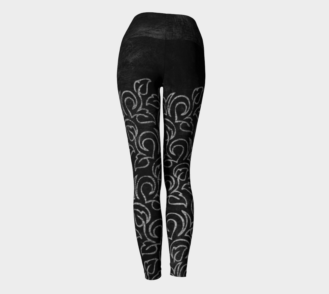Chalk Blackboard Leaves Vintage Pattern  yoga leggings  back