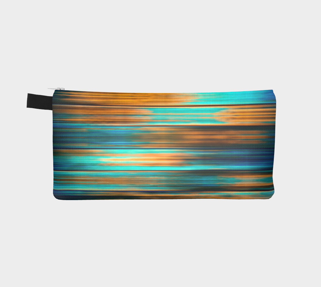 Silky Metal Ribbons Stripes Golden Turquoise Abstract Pattern