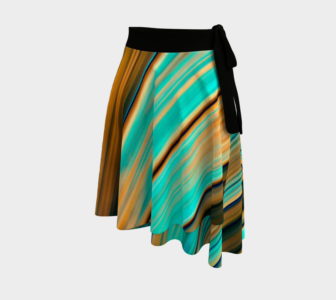 Silky Metal Ribbons Stripes Golden Turquoise Abstract Pattern