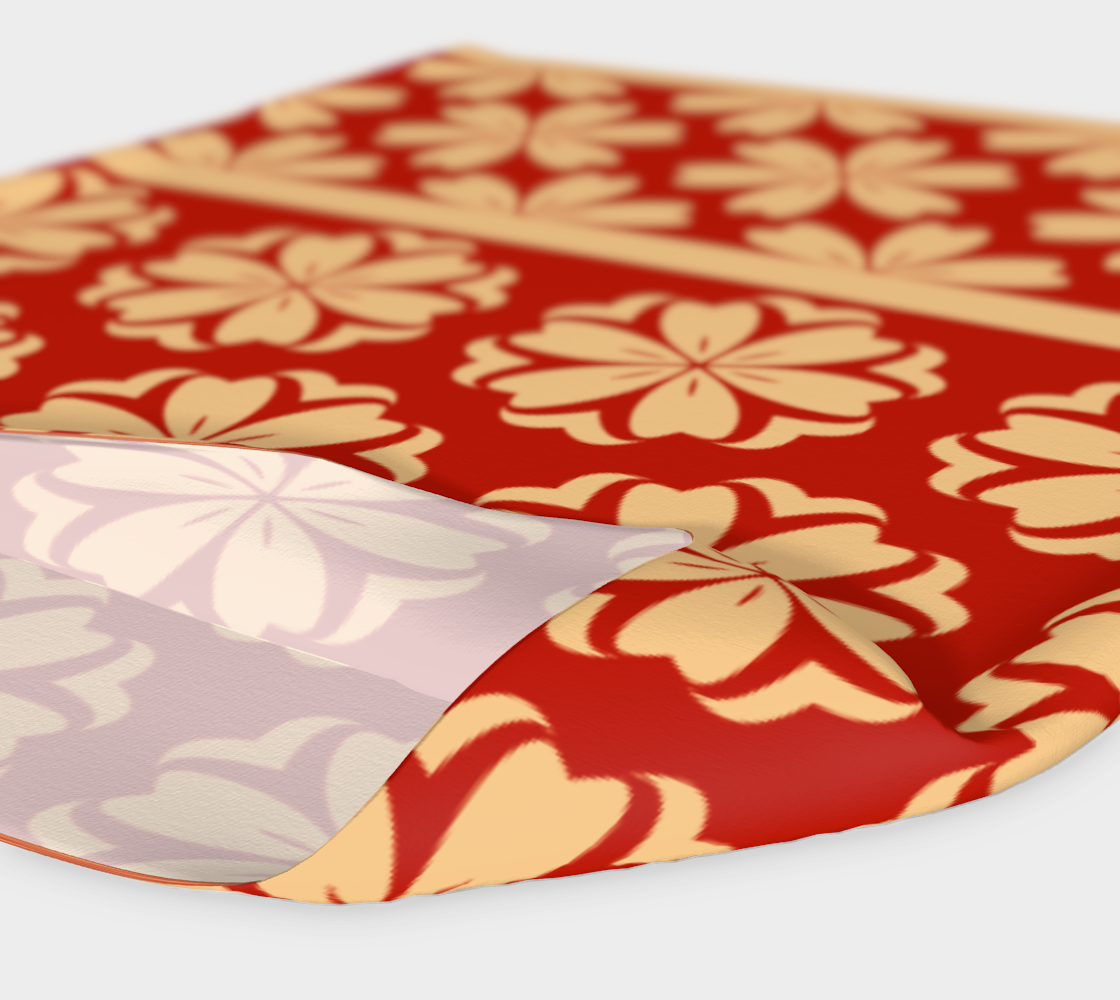 Japanese Style Floral Motif Kimono Pattern red gold