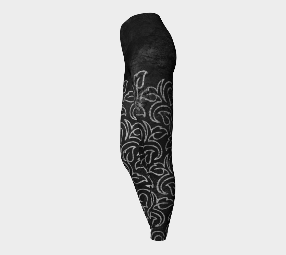 Chalk Blackboard Leaves Vintage Pattern  yoga leggings  side
